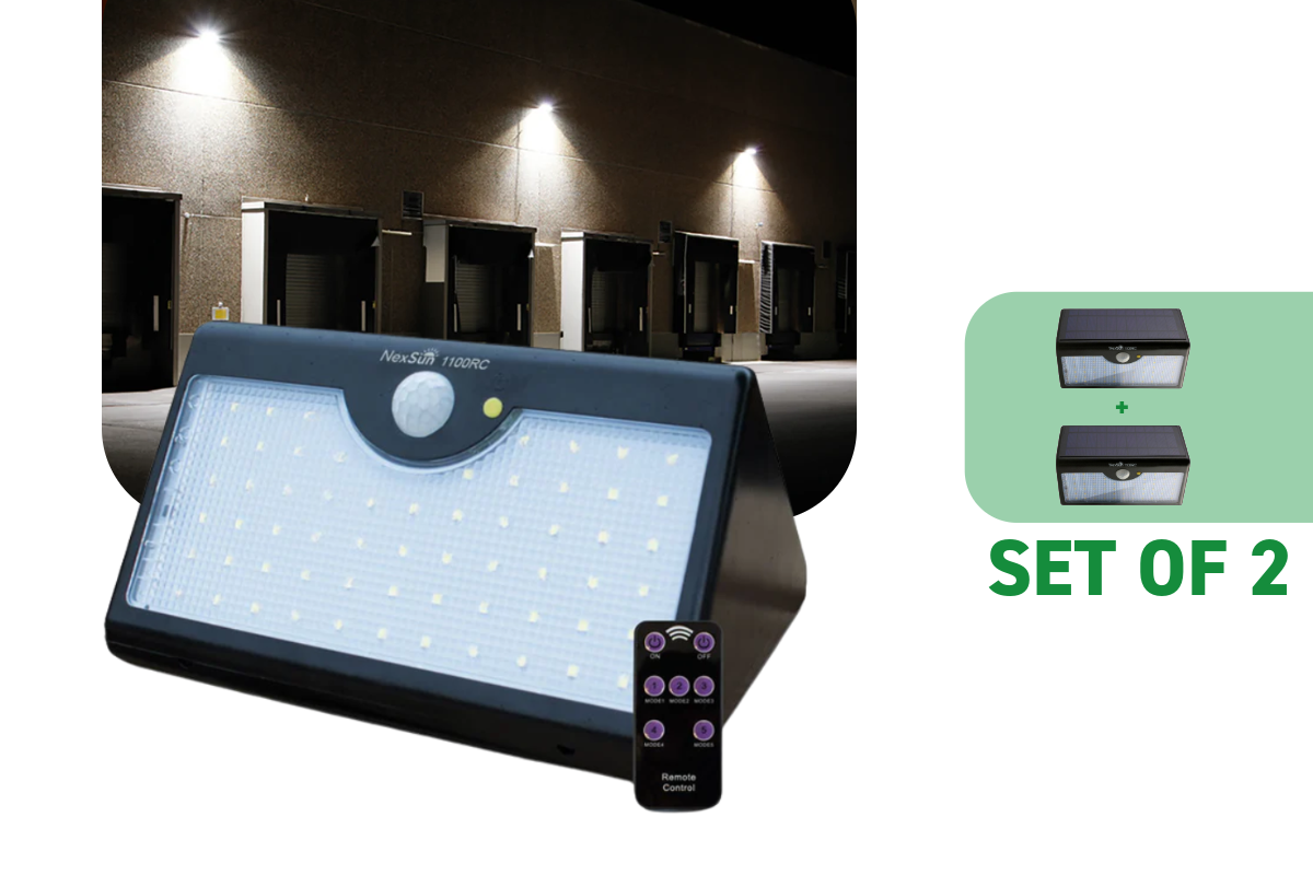 Nexsun 1100RC (Set of 2) | 1100 Lumens | Remote Controlled Solar Floodlight